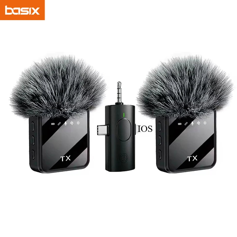 Portable Wireless Lavalier Microphone with Noise Cancellation for iPhone and Android - Ideal for Video Recording and Interviews