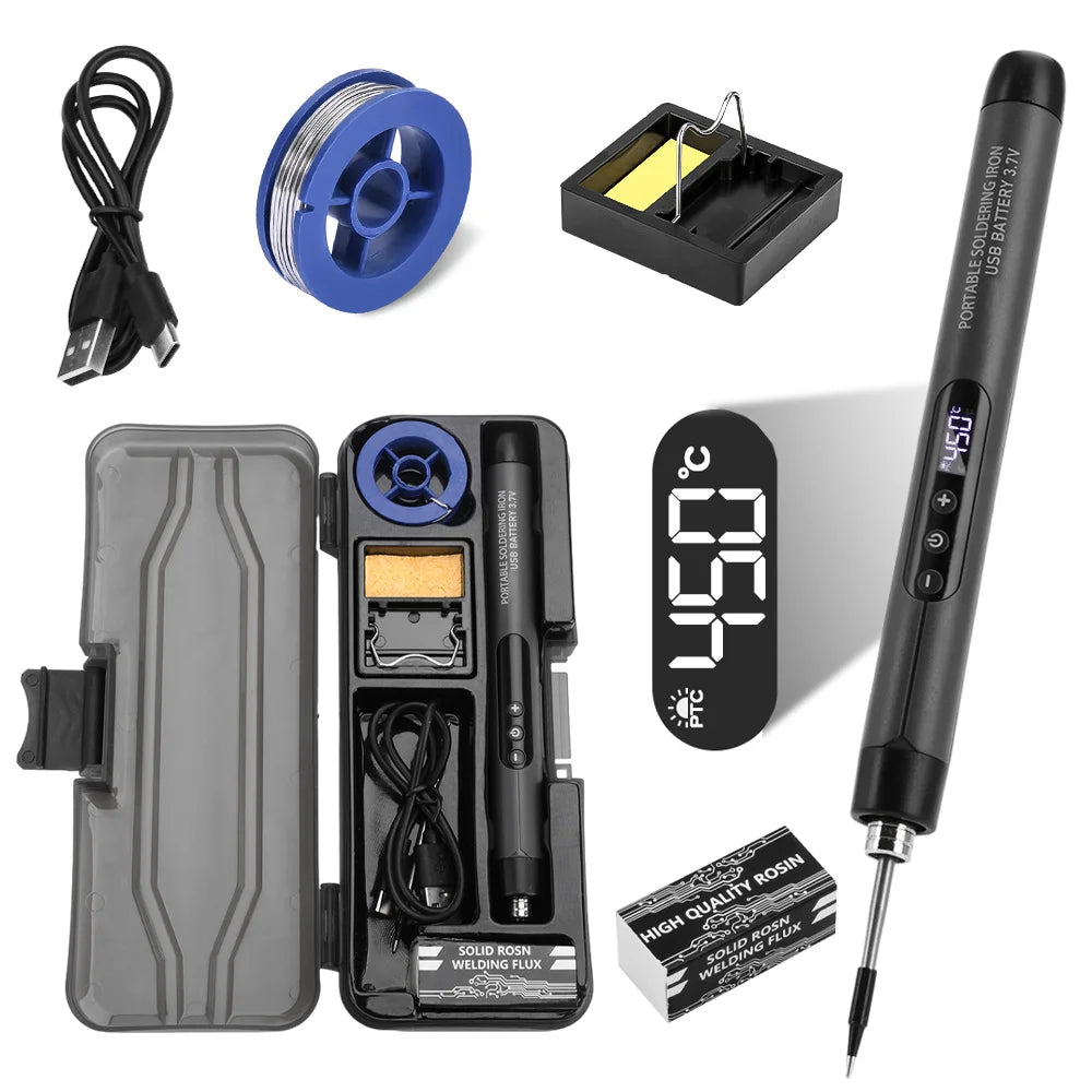 High-Precision Mini Soldering Iron Set with USB Digital Display and Type C Interface - Adjustable Temperature Control (260-420℃)
