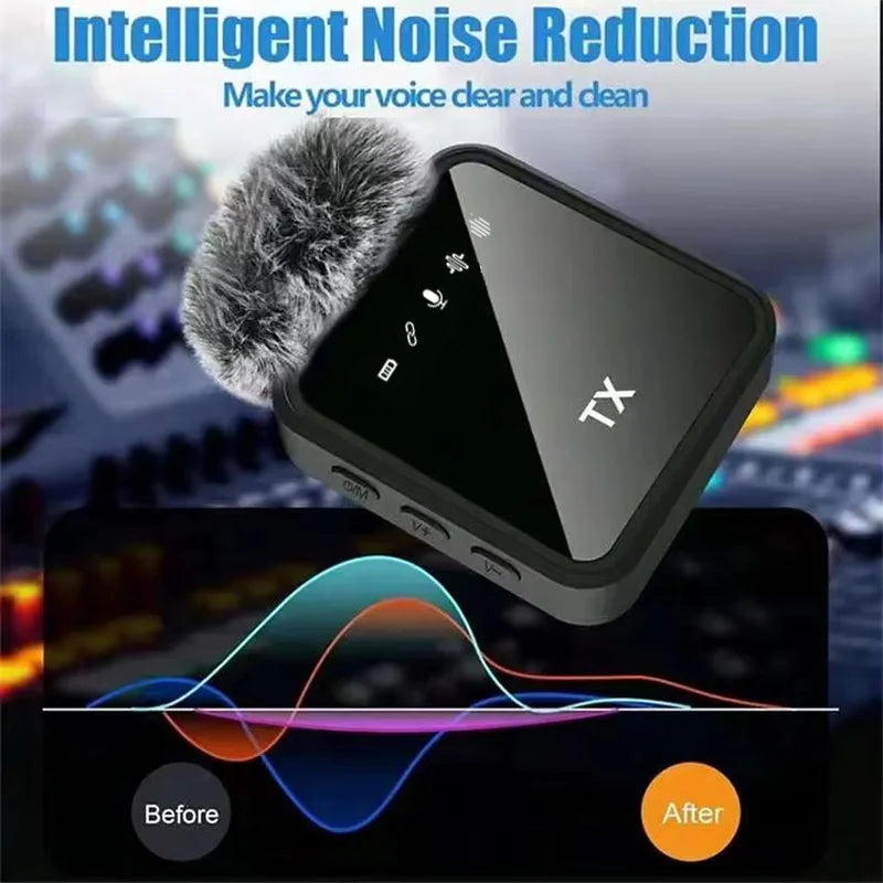 Portable Wireless Lavalier Microphone with Noise Cancellation for iPhone and Android - Ideal for Video Recording and Interviews