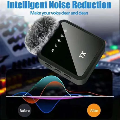 Portable Wireless Lavalier Microphone with Noise Cancellation for iPhone and Android - Ideal for Video Recording and Interviews