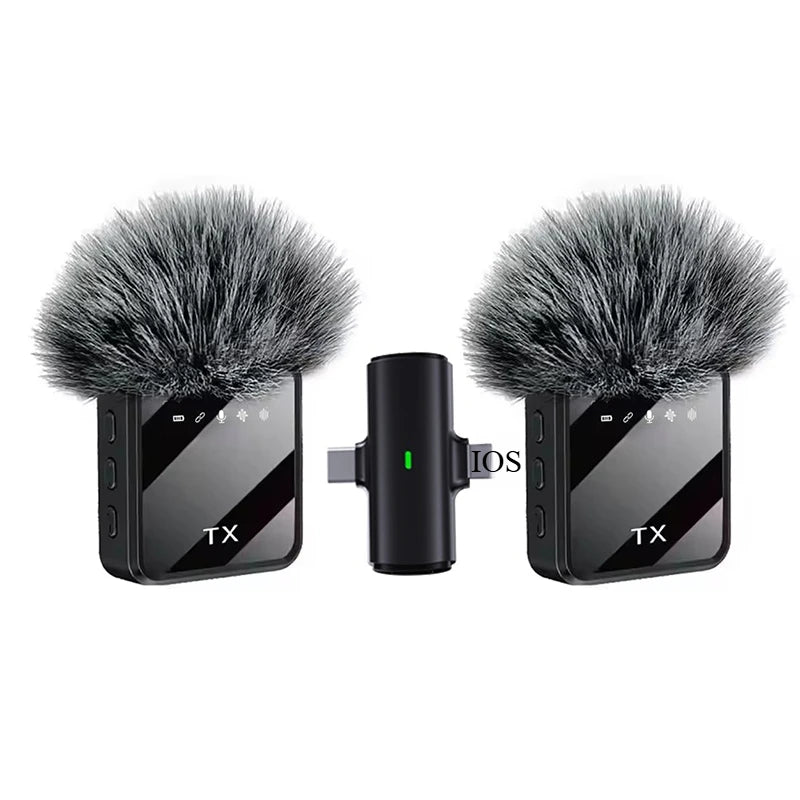 Portable Wireless Lavalier Microphone with Noise Cancellation for iPhone and Android - Ideal for Video Recording and Interviews