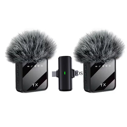 Portable Wireless Lavalier Microphone with Noise Cancellation for iPhone and Android - Ideal for Video Recording and Interviews