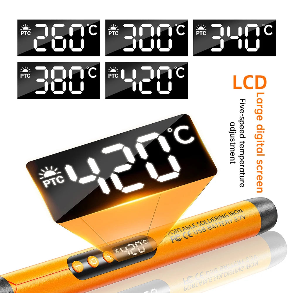 High-Precision Mini Soldering Iron Set with USB Digital Display and Type C Interface - Adjustable Temperature Control (260-420℃)