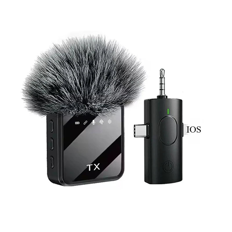 Portable Wireless Lavalier Microphone with Noise Cancellation for iPhone and Android - Ideal for Video Recording and Interviews