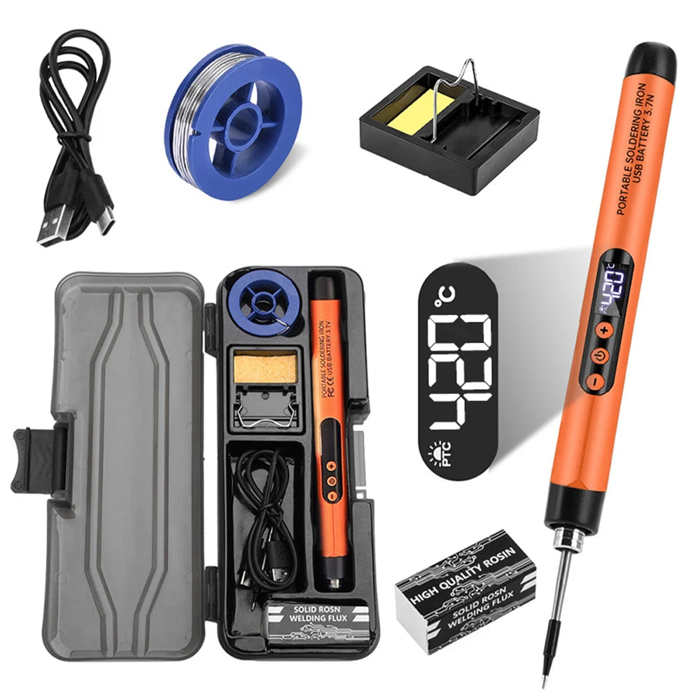 High-Precision Mini Soldering Iron Set with USB Digital Display and Type C Interface - Adjustable Temperature Control (260-420℃)