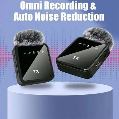 Portable Wireless Lavalier Microphone with Noise Cancellation for iPhone and Android - Ideal for Video Recording and Interviews
