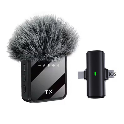 Portable Wireless Lavalier Microphone with Noise Cancellation for iPhone and Android - Ideal for Video Recording and Interviews